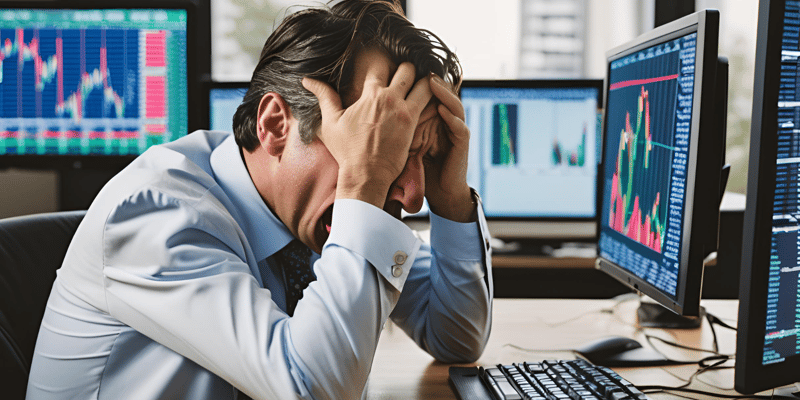 A stock investor crying as he watches a small-cap stock plunge on his screen.