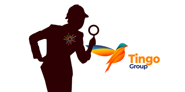 Image of a Transparently.AI detective scrutinising Tingo Group with a magnifying glass.