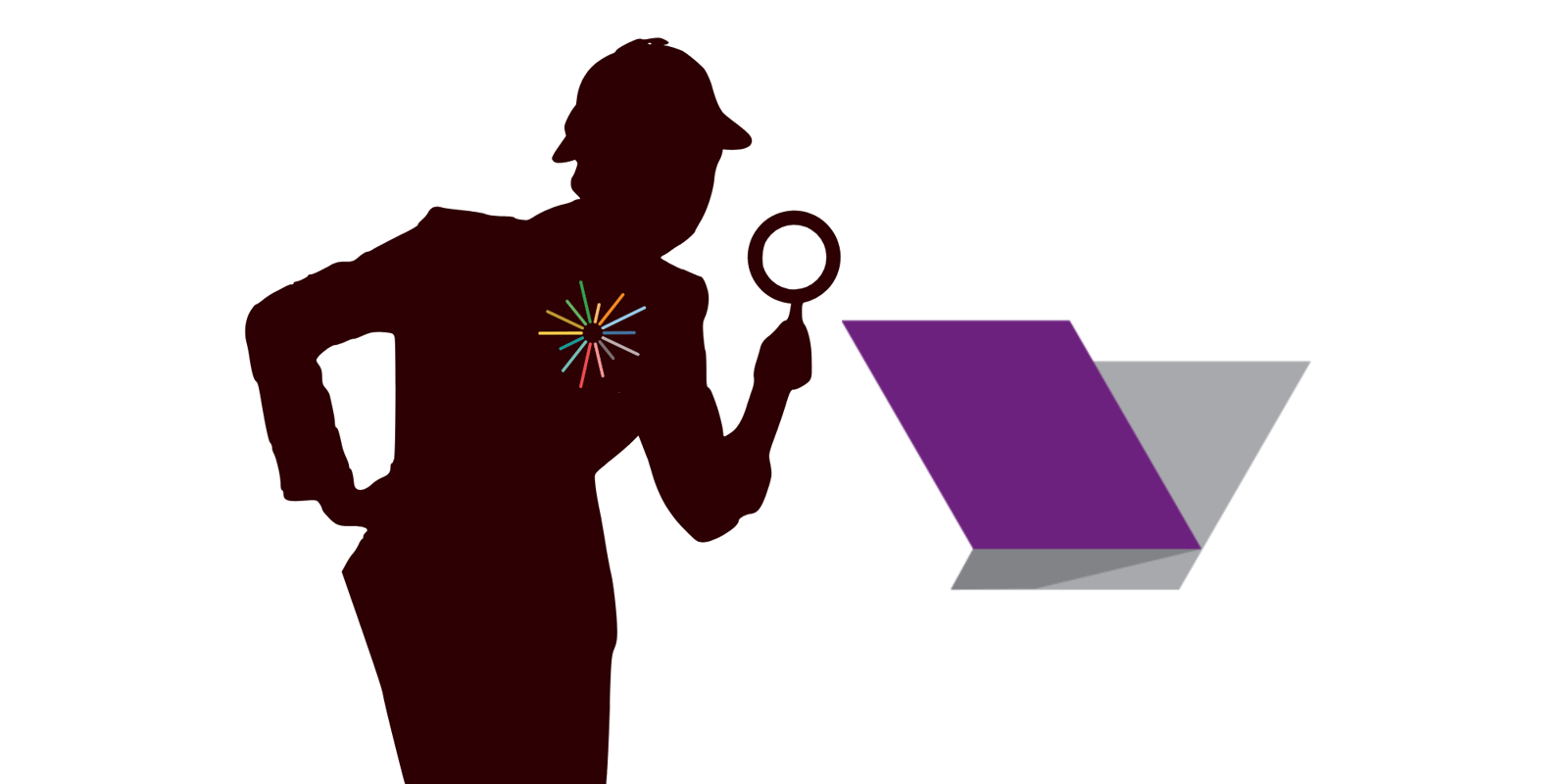 Silhouette of a detective scrutinising the Valeant logo with a magnifying glass. Logo source: Wikimedia Commons